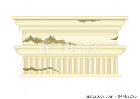 Ruined antique column, ancient building architectural element vector illustration 84462250