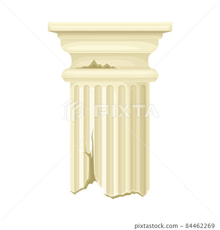 Old broken marble pillar, antique stone column ruin, architectural element vector illustration 84462269