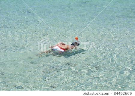 Boy snorkelling on the beach, Funny day Boy snorkelling on the beach, Funny day 84462669