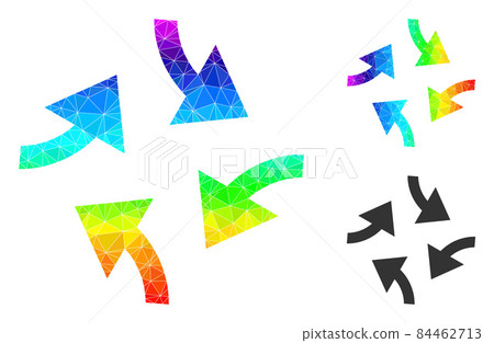 Vector Lowpoly Swirl Arrows Icon with Spectral Colored Gradient Vector Lowpoly Swirl Arrows Icon with Spectral Colored Gradient 84462713
