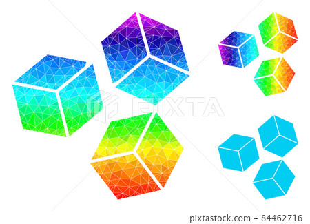 Vector Polygonal Sugar Cubes Icon with Spectrum... - Stock Illustration ...
