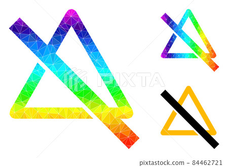 Vector Lowpoly Stop Warnings Icon with Spectral... - Stock Illustration ...