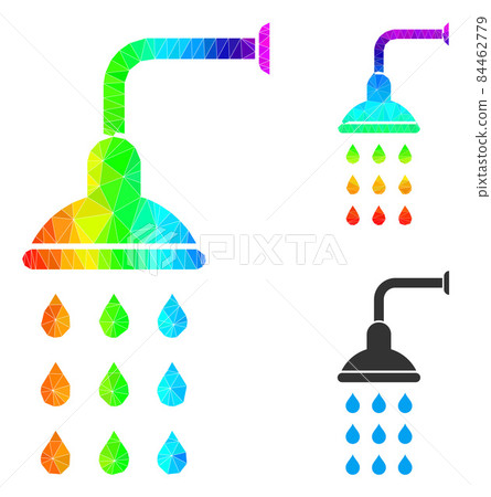 Vector Polygonal Shower Icon with Spectral Colored Gradient 84462779