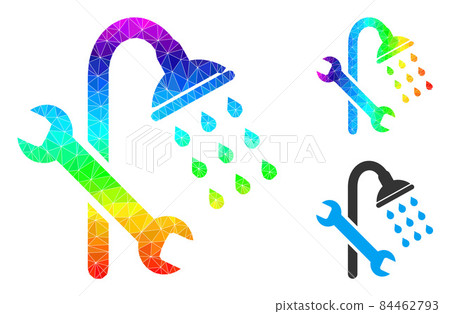 Vector Triangle Filled Shower Plumbing Icon with Spectrum Gradient Vector Triangle Filled Shower Plumbing Icon with Spectrum Gradient 84462793