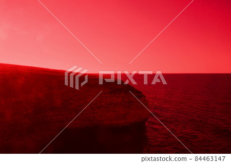 Mystical seaside with huge rocks. Mystical seaside with huge rocks. 84463147