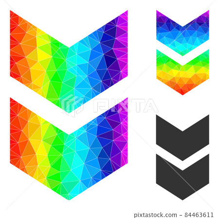Vector Polygonal Shift Down Icon with Spectral... - Stock Illustration ...