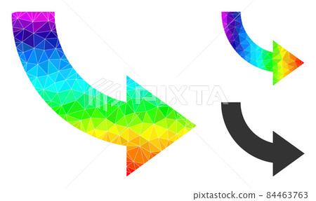 Vector Triangle Filled Rotate Right Icon with Spectral Colored Gradient 84463763