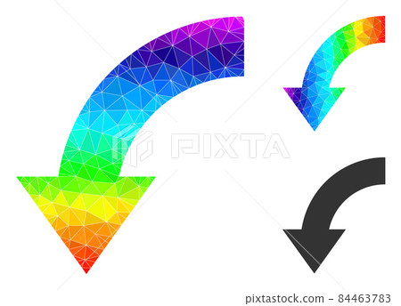 Vector Polygonal Rotate Down Icon with Spectrum... - Stock Illustration ...