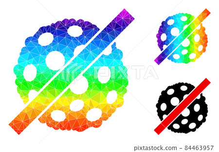 Vector Triangle Filled Remove Microbe Spore Icon with Spectral Colored Gradient 84463957