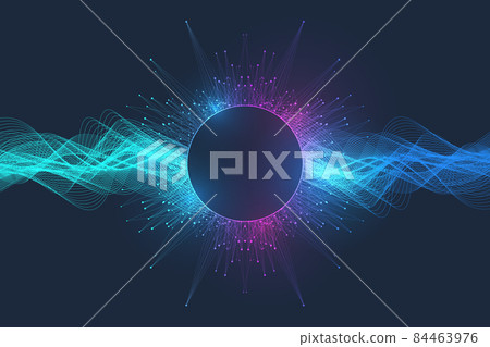 Quantum computer technology banner design template concept. Deep learning artificial intelligence. Big data algorithms visualization for business, science, technology. Waves flow, illustration. Quantum computer technology banner design template concept. Deep learning artificial intelligence. Big data algorithms visualization for business, science, technology. Waves flow, illustration. 84463976