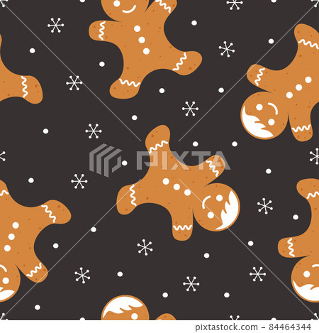 seamless pattern with gingerbread man, christmas background 84464344