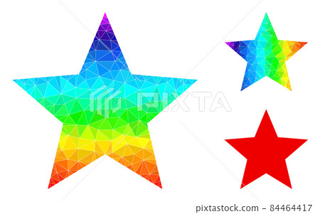 Vector Lowpoly Red Star Icon with Rainbow Gradient - Stock Illustration ...