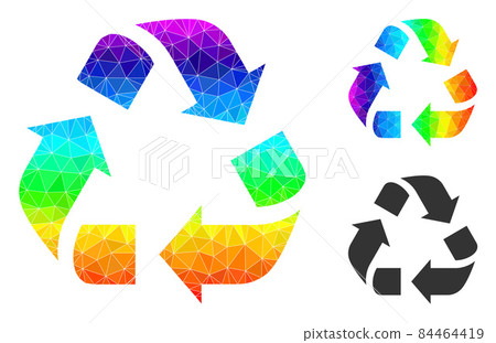 Vector Polygonal Recycle Icon with Spectrum Gradient Vector Polygonal Recycle Icon with Spectrum Gradient 84464419