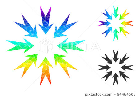 Vector Polygonal Pressure Arrows Icon with Spectral Colored Gradient 84464505