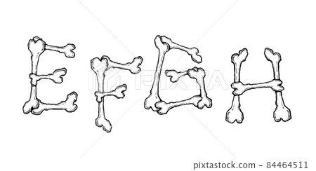 Bones alphabet. Vector illustration in cartoon style on white background. Set 2 84464511