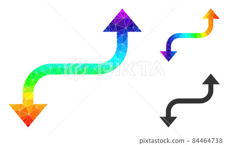 Vector Lowpoly Opposite Curved Arrow Icon with Spectrum Gradient Vector Lowpoly Opposite Curved Arrow Icon with Spectrum Gradient 84464738