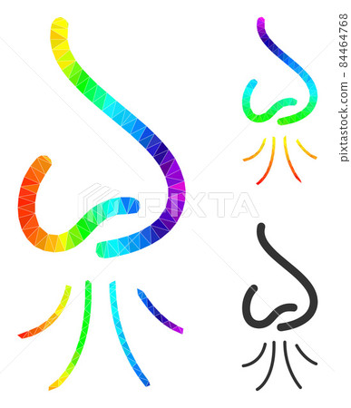 Vector Lowpoly Nose Sniffing Icon with Rainbow Gradient 84464768