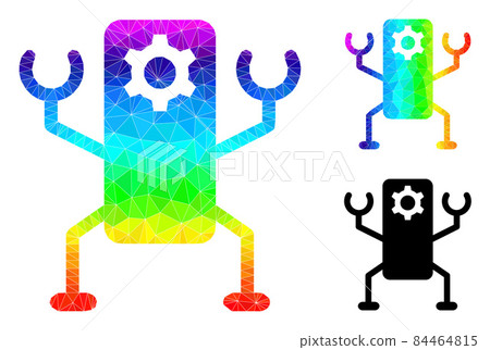 Vector Polygonal Nanobot Icon with Spectrum Gradient 84464815
