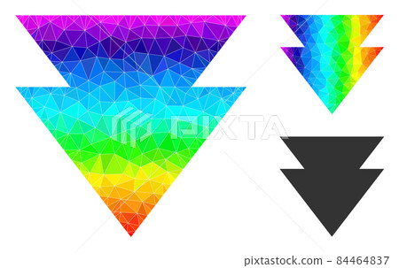 Vector Lowpoly Move Down Icon with Spectral Colored Gradient 84464837