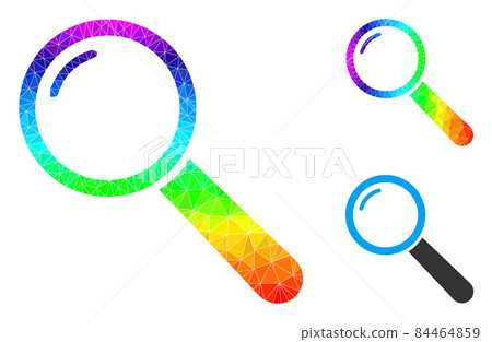 Vector Polygonal Magnifier Icon with Spectrum Gradient Vector Polygonal Magnifier Icon with Spectrum Gradient 84464859