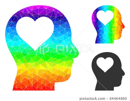 Vector Lowpoly Lover Head Icon with Rainbow Gradient Vector Lowpoly Lover Head Icon with Rainbow Gradient 84464860