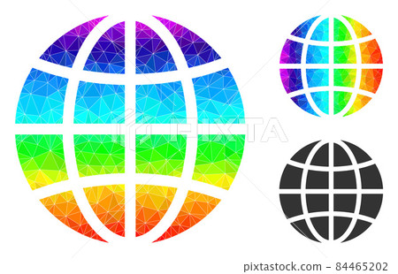 Vector Lowpoly Globe Icon with Spectral Colored Gradient Vector Lowpoly Globe Icon with Spectral Colored Gradient 84465202