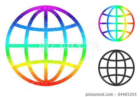 Vector Polygonal Global Sphere Icon with Spectrum Gradient Vector Polygonal Global Sphere Icon with Spectrum Gradient 84465203