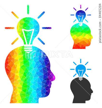 Vector Polygonal Genius Bulb Icon with Rainbow Gradient Vector Polygonal Genius Bulb Icon with Rainbow Gradient 84465204