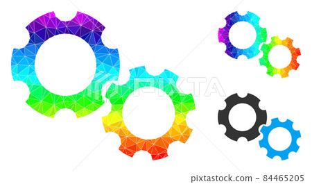 Vector Triangle Filled Gears Icon with Rainbow... - Stock Illustration ...