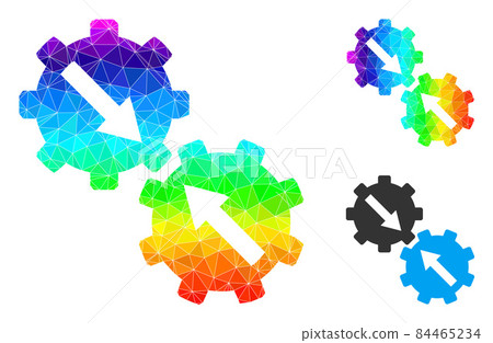 Vector Polygonal Gear Integration Icon with Spectral Colored Gradient Vector Polygonal Gear Integration Icon with Spectral Colored Gradient 84465234