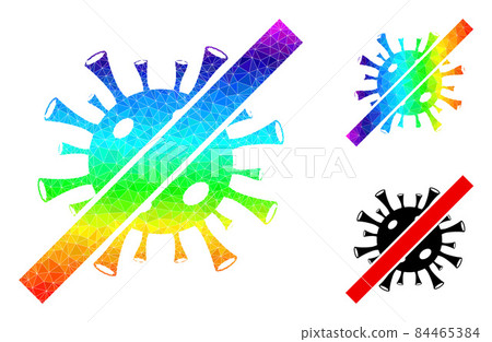 Vector Lowpoly Forbidden Coronavirus Icon with... - Stock Illustration ...