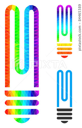 Vector Polygonal Fluorescent Bulb Icon with Rainbow Gradient 84465389