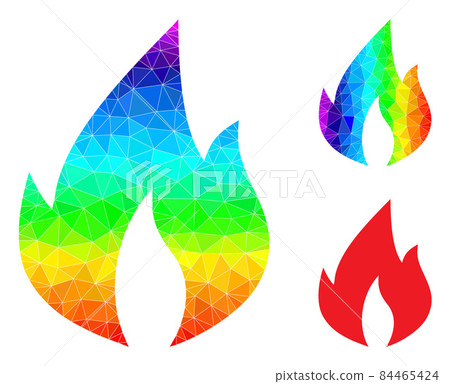 Vector Lowpoly Fire Flame Icon with Spectral... - Stock Illustration ...