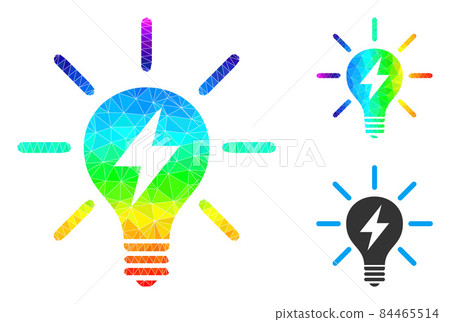 Vector Polygonal Electric Light Bulb Icon with Spectral Colored Gradient Vector Polygonal Electric Light Bulb Icon with Spectral Colored Gradient 84465514