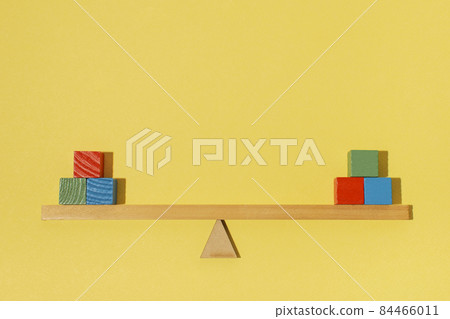 arrangement with wooden colorful cubes. High quality photo 84466011