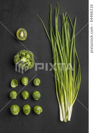 top view broccoli with chives brussels sprout. High quality photo top view broccoli with chives brussels sprout. High quality photo 84466316