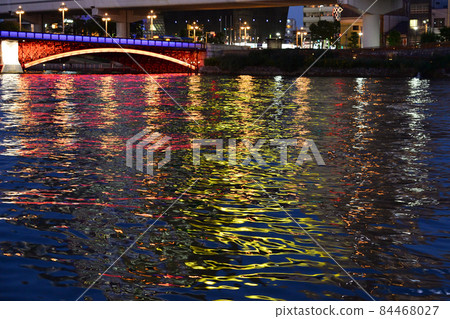 Sumida River night view, Azumabashi and river surface 84468027
