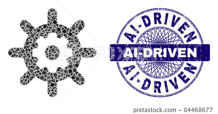 Grunge Ai-Driven Stamp and Geometric Nanotechnology Mosaic 84468677