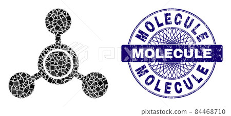 Textured Molecule Stamp and Geometric Methane Molecule Mosaic 84468710