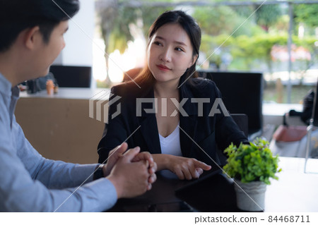 Business Team Meeting to brainstorming and discuss to audit finance planning sales. Financial advisor teamwork and accounting concept. 84468711