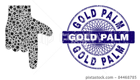 Distress Gold Palm Stamp Seal and Geometric Hand Pointer Down Mosaic Distress Gold Palm Stamp Seal and Geometric Hand Pointer Down Mosaic 84468785