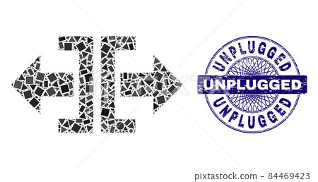 Distress Unplugged Badge and Geometric Divide Horizontal Direction Mosaic 84469423