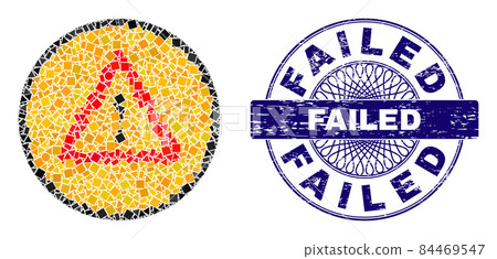 Rubber Failed Seal and Geometric Warning Sign Mosaic 84469547