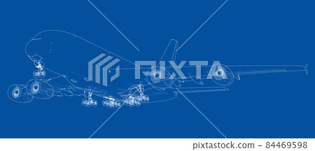 Passenger Airoplane. Vector rendering of 3d Passenger Airoplane. Vector rendering of 3d 84469598