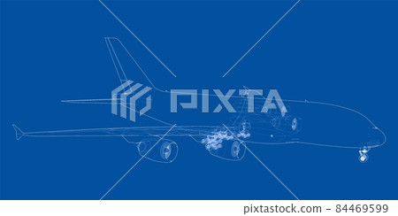 Passenger Airoplane. Vector rendering of 3d Passenger Airoplane. Vector rendering of 3d 84469599