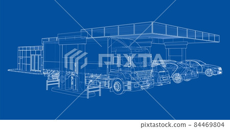 Electric Car Charging Station with Cars and Truck 84469804