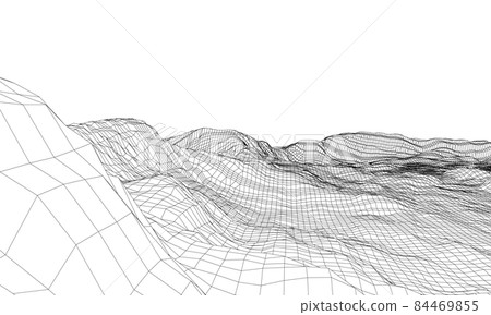 Abstract 3d wire-frame landscape. Blueprint style Abstract 3d wire-frame landscape. Blueprint style 84469855