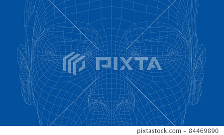 Wireframe portrait of a young beautiful girl 84469890