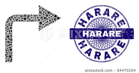 Textured Harare Stamp Seal and Geometric Turn... - Stock Illustration ...