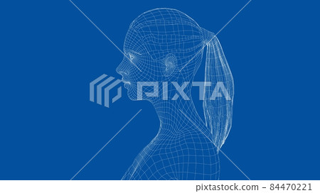 Wireframe portrait of a young beautiful girl 84470221